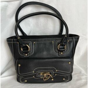 NORDSTROM BLACK LEATHER SHOULDER SATCHEL